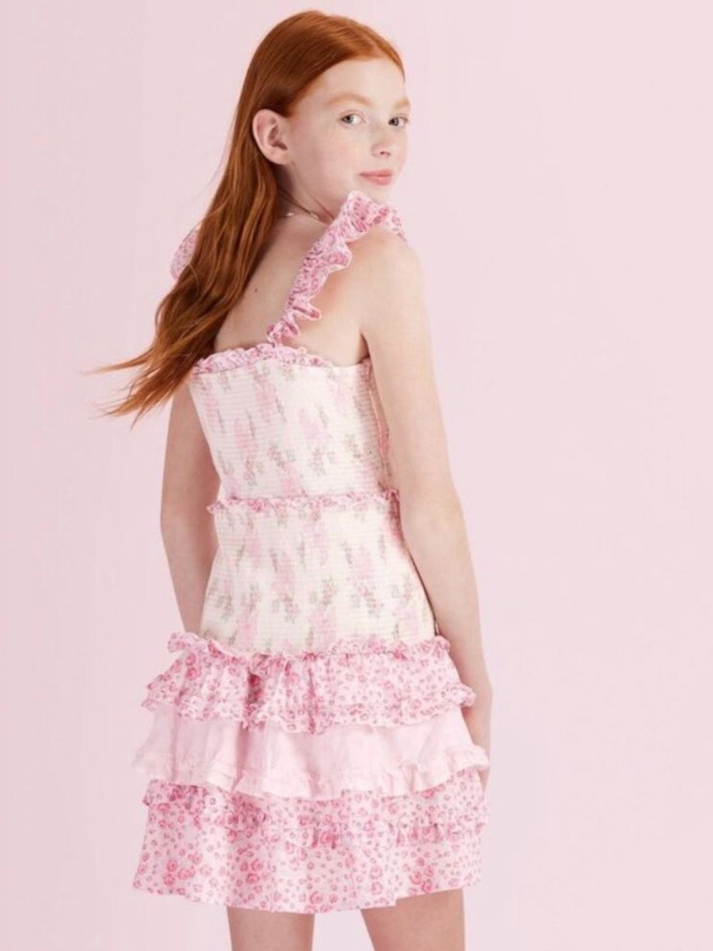 TargetxLoveShackFancy Girls Floral Ruffle Dress in Pink & White Size 6 Like New